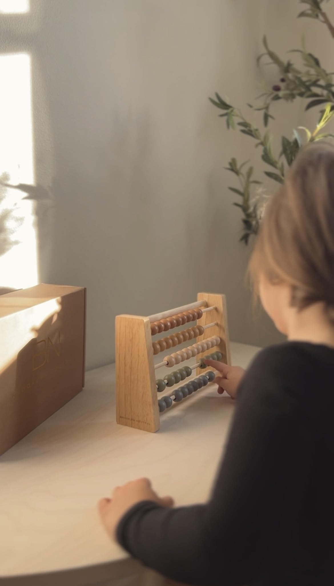 Brooklyn Neutral Boho Abacus – Montessori Wooden STEM Toy for Nursery & Playroom