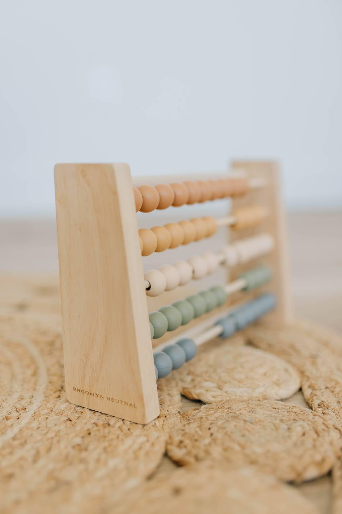 Brooklyn Neutral Boho Abacus – Montessori Wooden STEM Toy for Nursery & Playroom