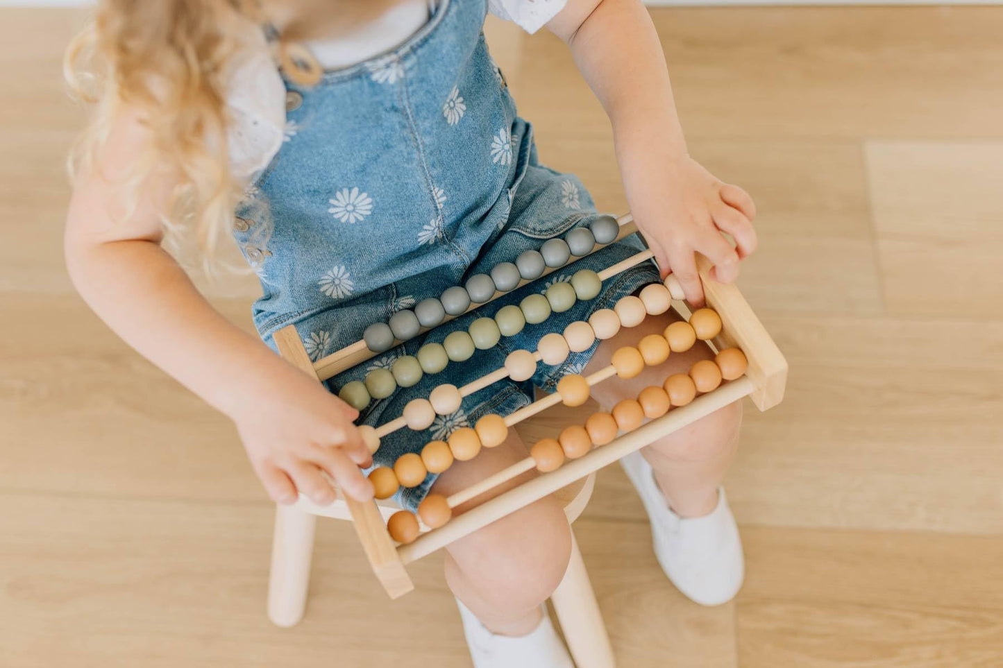Brooklyn Neutral Boho Abacus – Montessori Wooden STEM Toy for Nursery & Playroom