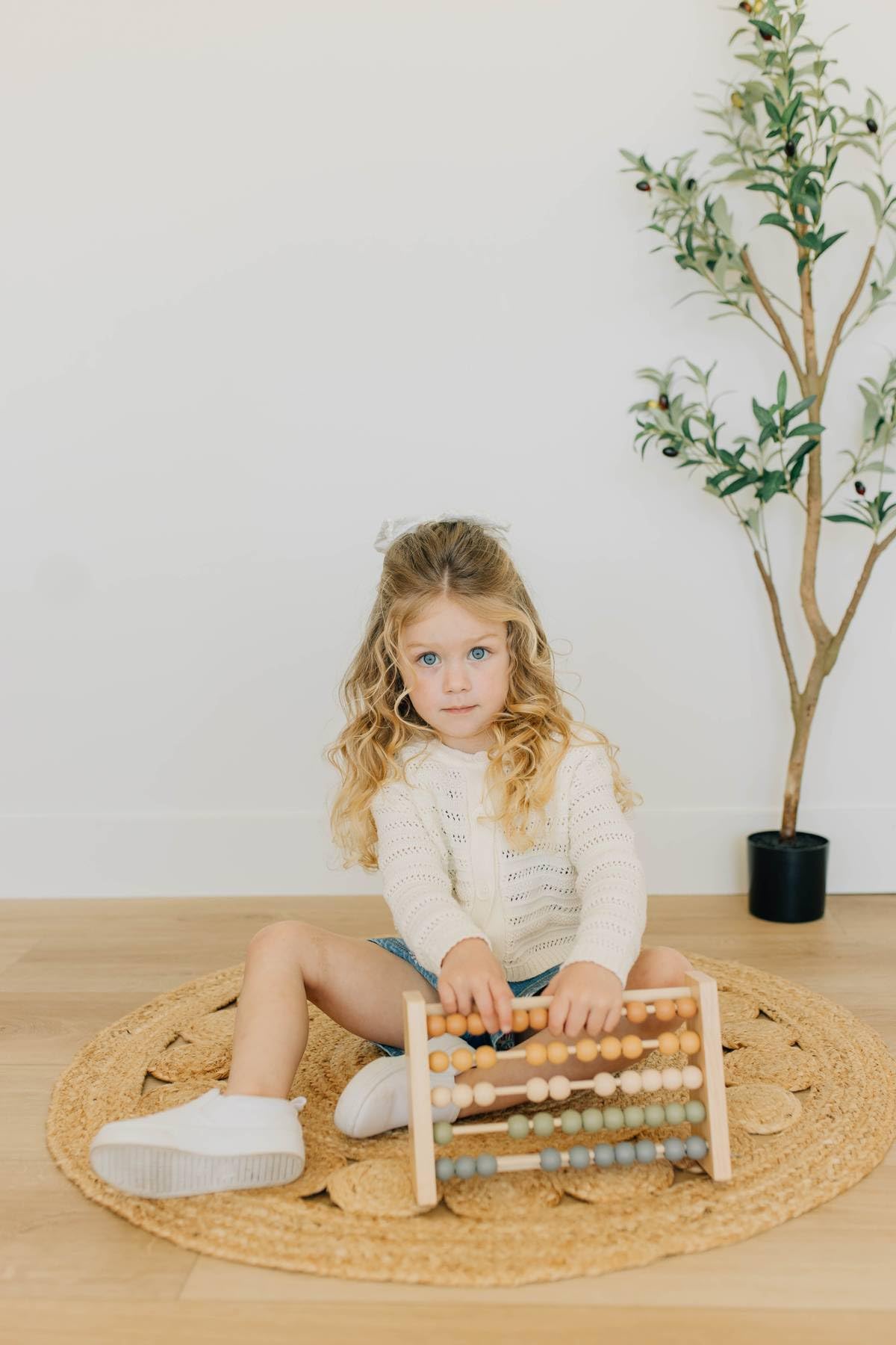 Brooklyn Neutral Boho Abacus – Montessori Wooden STEM Toy for Nursery & Playroom