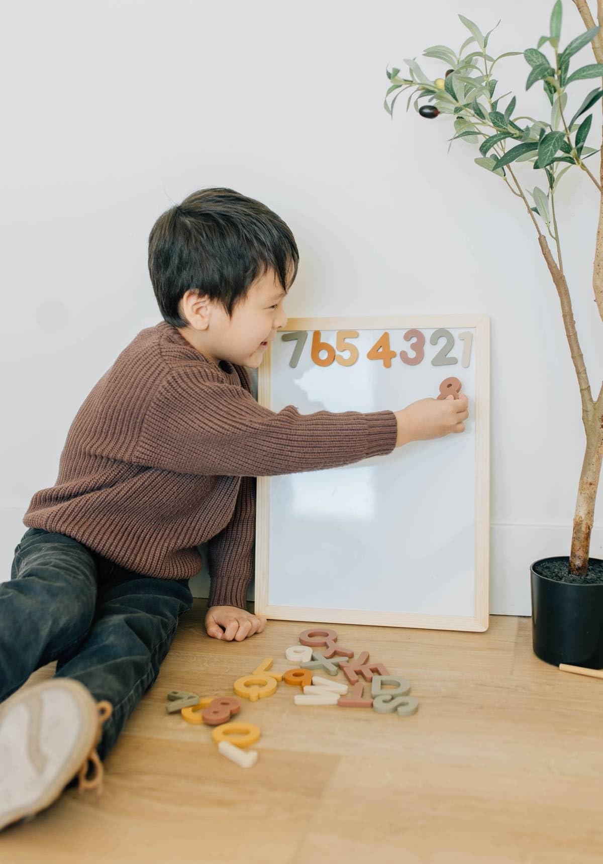 Brooklyn Neutral Boho Silicone Magnetic Numbers – 20-Piece Play Set | Non-Toxic Toddler Magnets