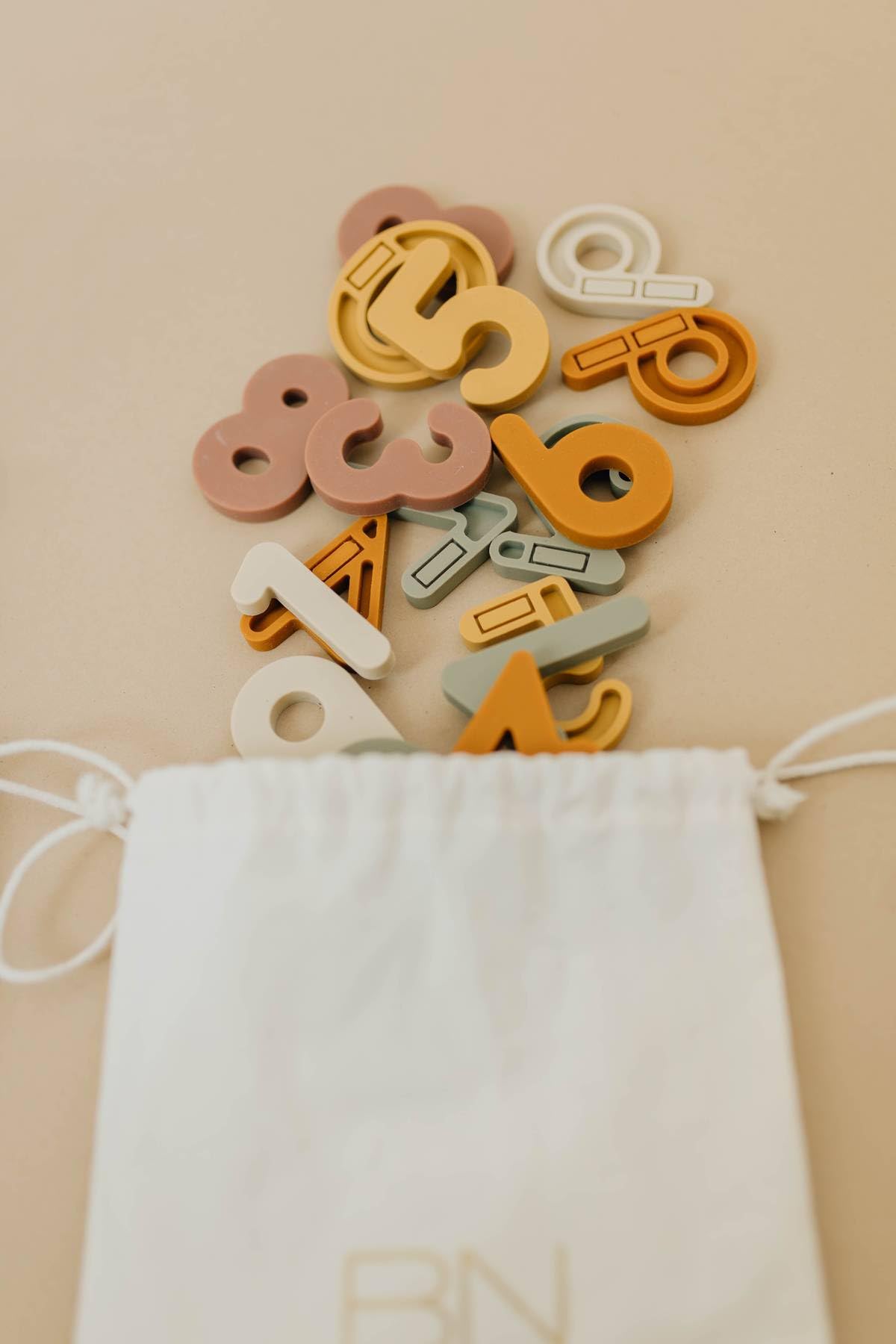 Brooklyn Neutral Boho Silicone Magnetic Numbers – 20-Piece Play Set | Non-Toxic Toddler Magnets