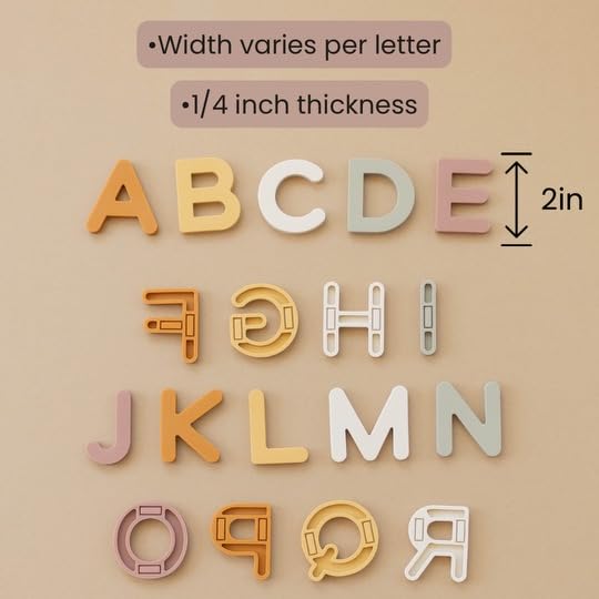 Brooklyn Neutral Silicone Alphabet Magnets – 26-Piece Non-Toxic Learning Set for Fridge & Whiteboard