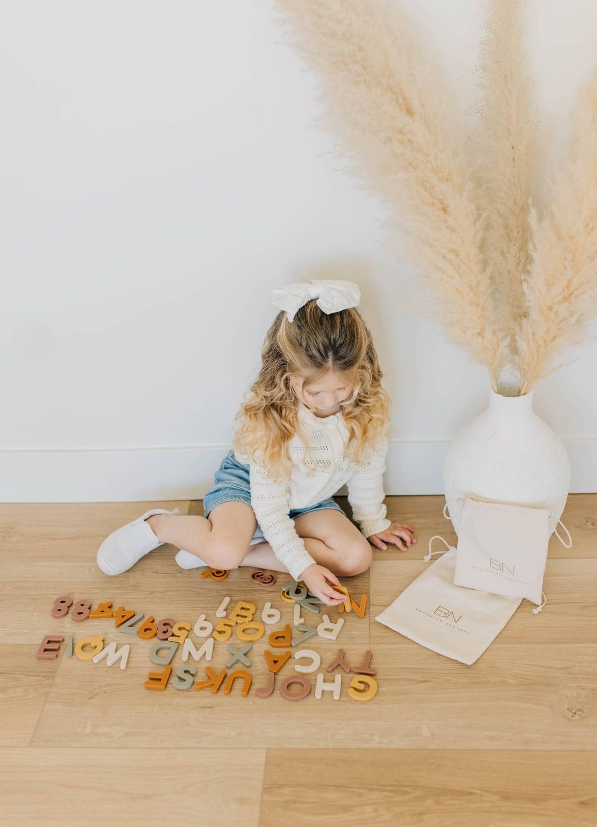 Brooklyn Neutral Boho Silicone Magnetic Numbers – 20-Piece Play Set | Non-Toxic Toddler Magnets