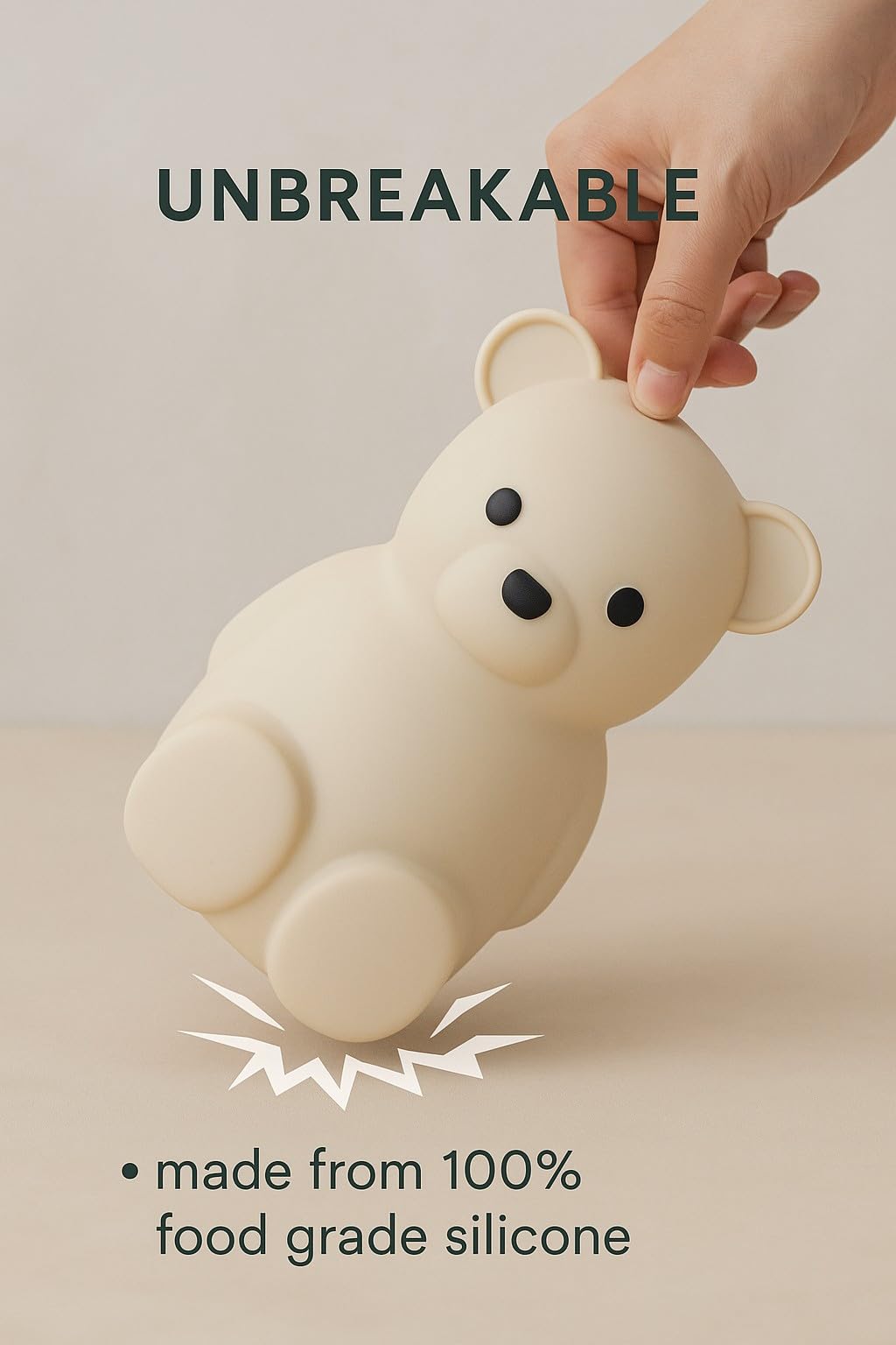 Brooklyn Neutral Silicone Teddy Bear Coin Bank — Unbreakable Kids Piggy Bank