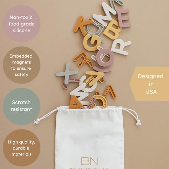 Brooklyn Neutral Silicone Alphabet Magnets – 26-Piece Non-Toxic Learning Set for Fridge & Whiteboard