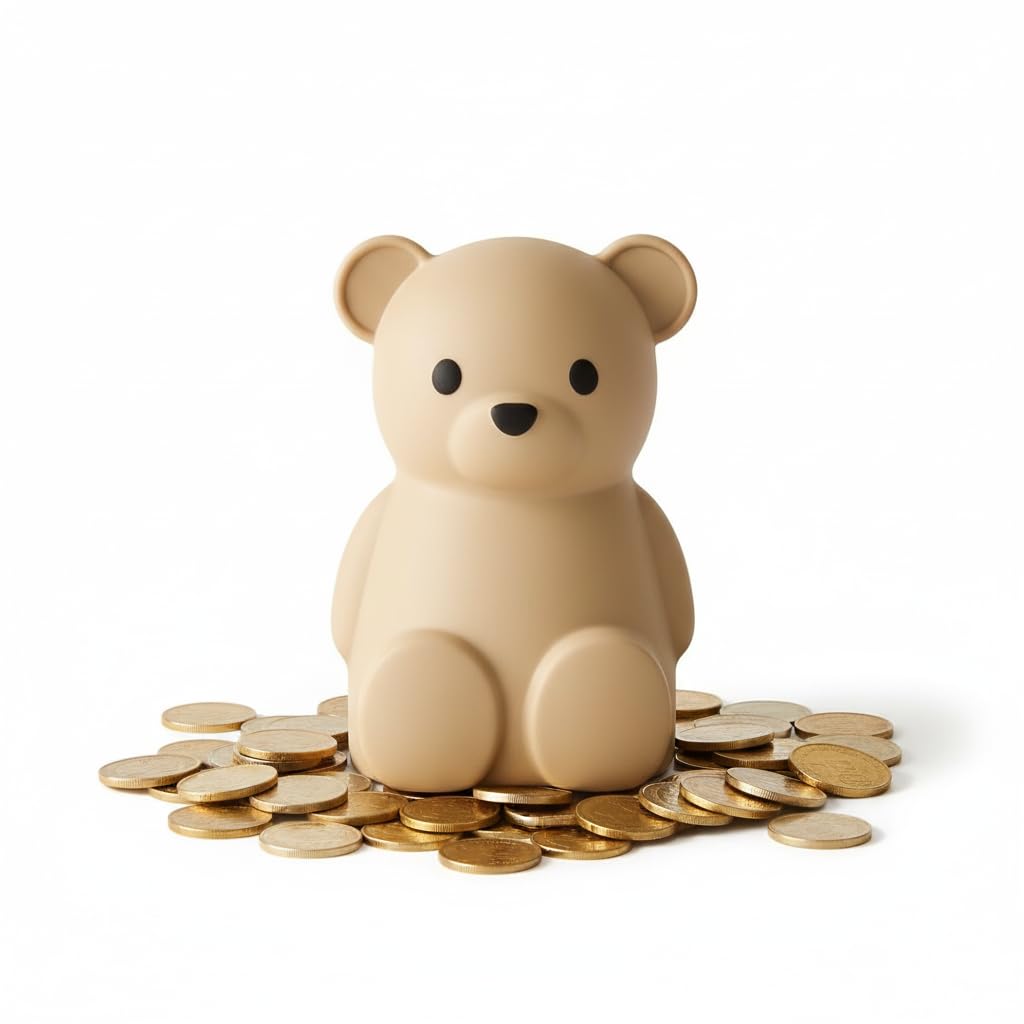 Brooklyn Neutral Silicone Teddy Bear Coin Bank — Unbreakable Kids Piggy Bank