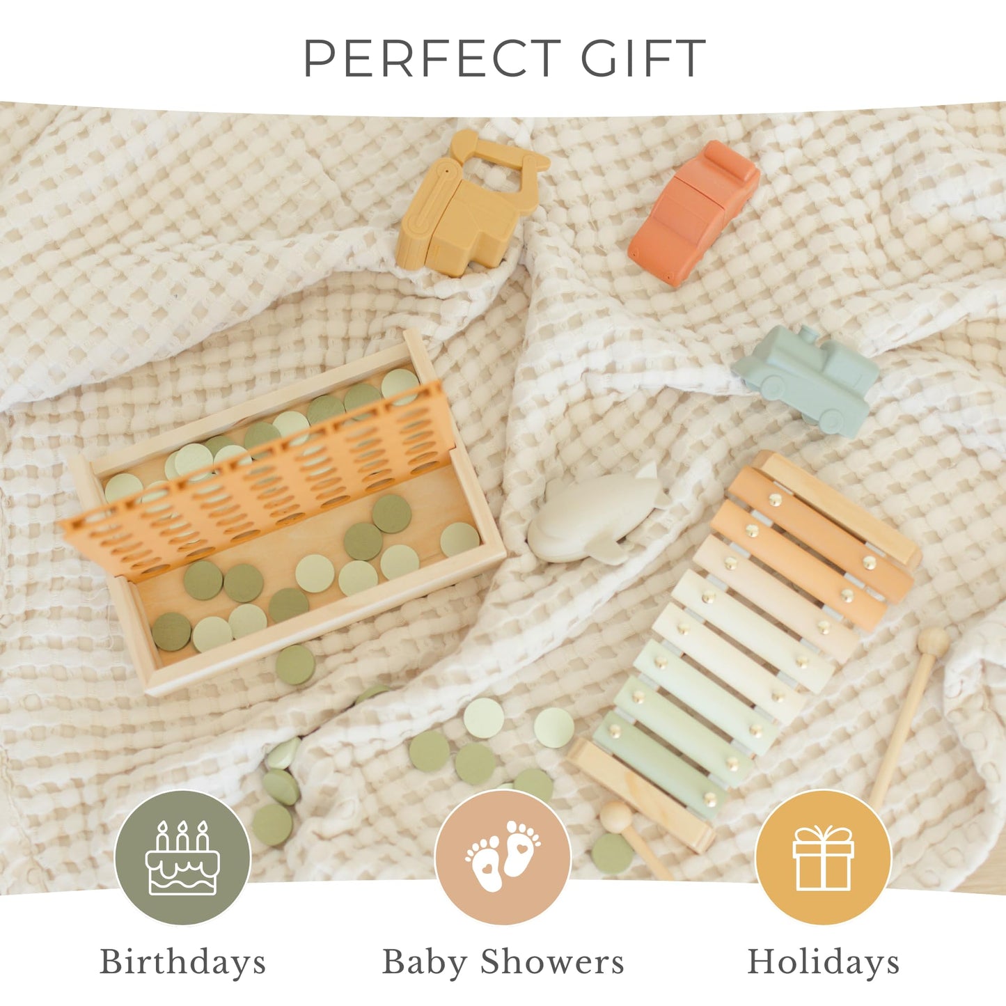 Brooklyn Neutral Xylophone – Montessori Musical Toy for Toddlers & Kids | Neutral Boho