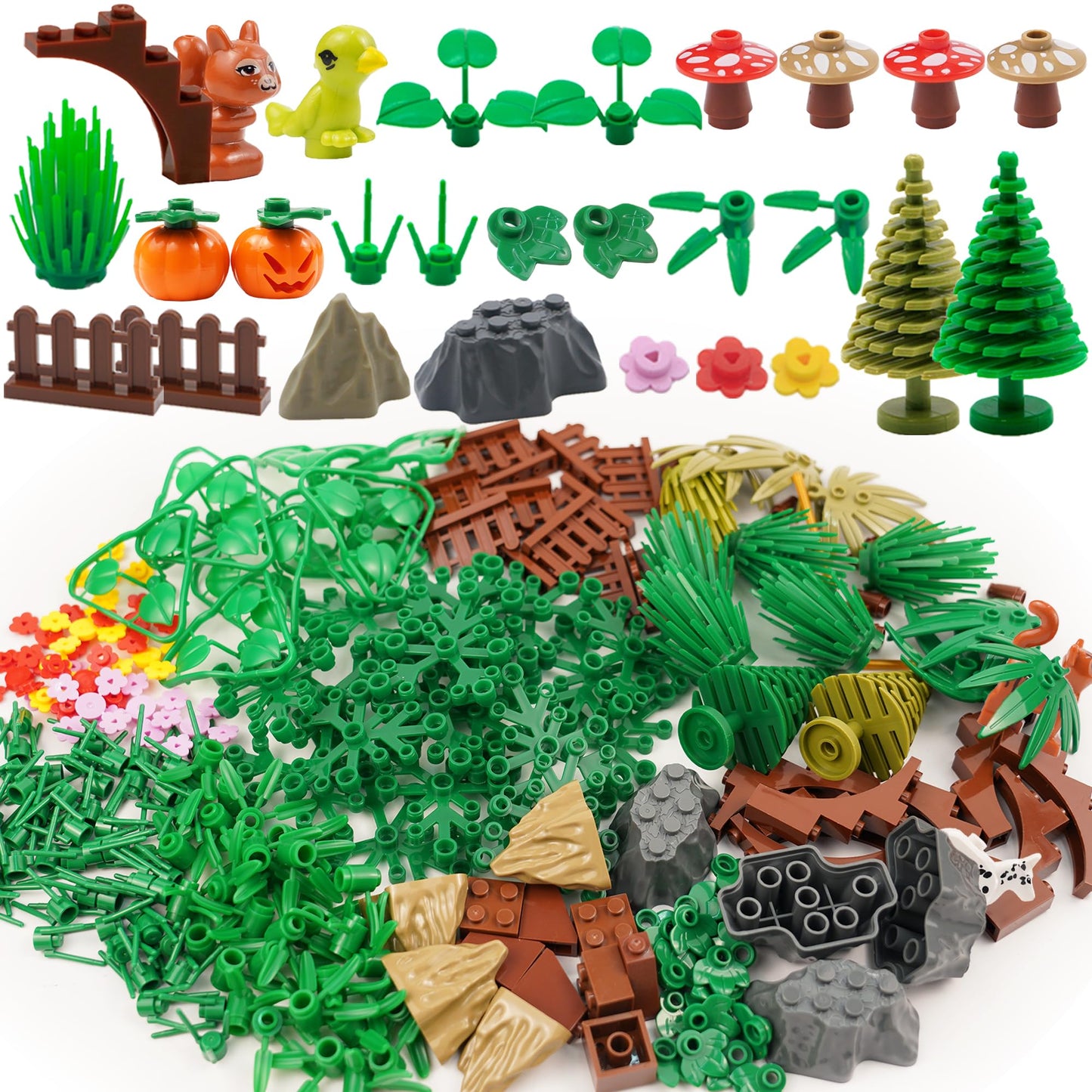 BroTex Plants Jungle Building Blocks Set | Botanical Accessories for Creative Brick Creations