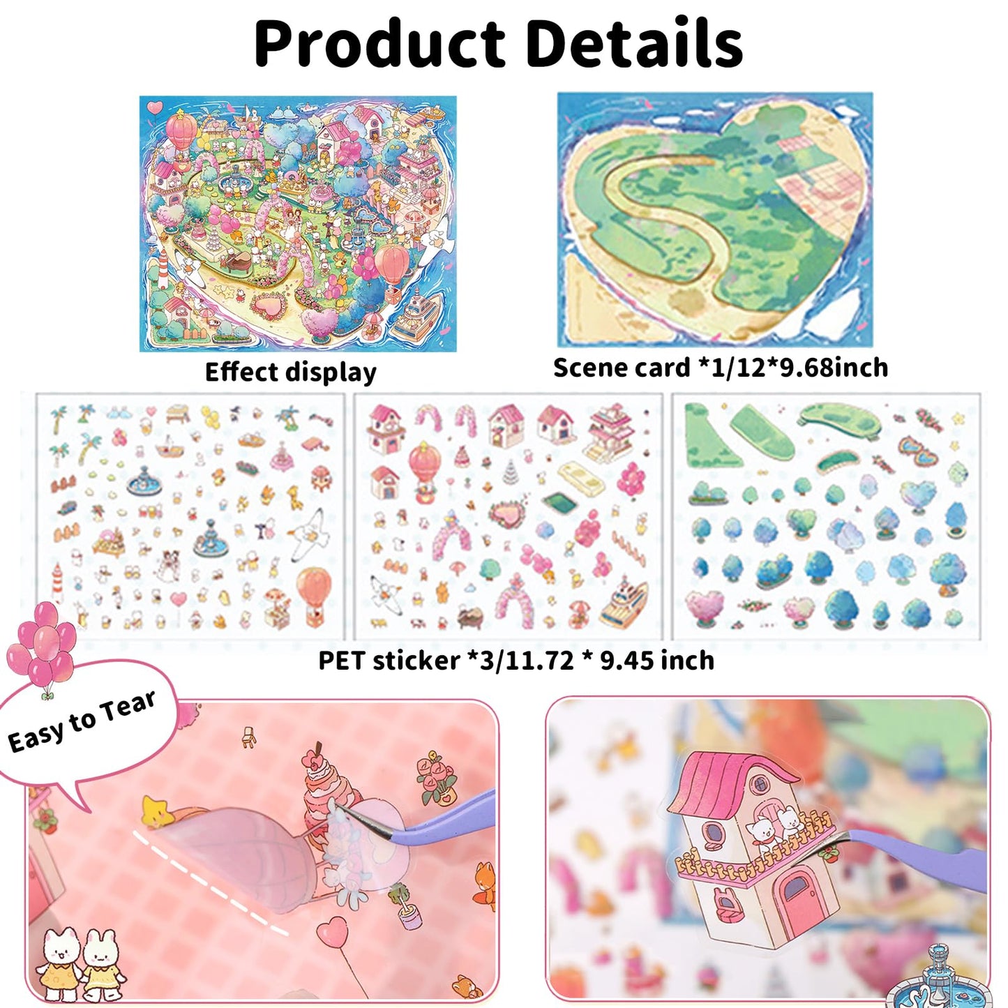 BROVITI DIY 3D Island Wedding Scene Stickers – Large Size Craft Kit with Tweezers