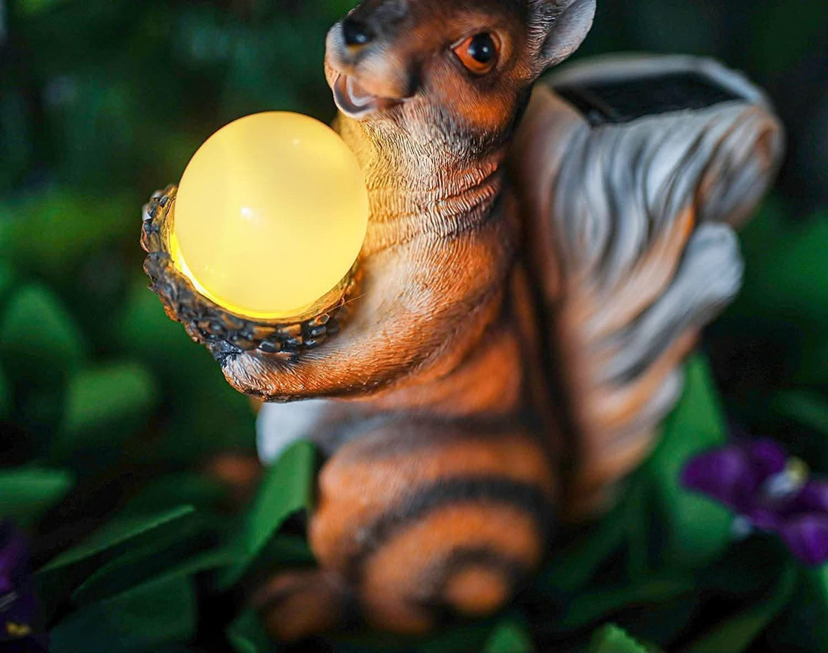 Solar Red Squirrel Garden Ornament LED Resin Outdoor Decoration