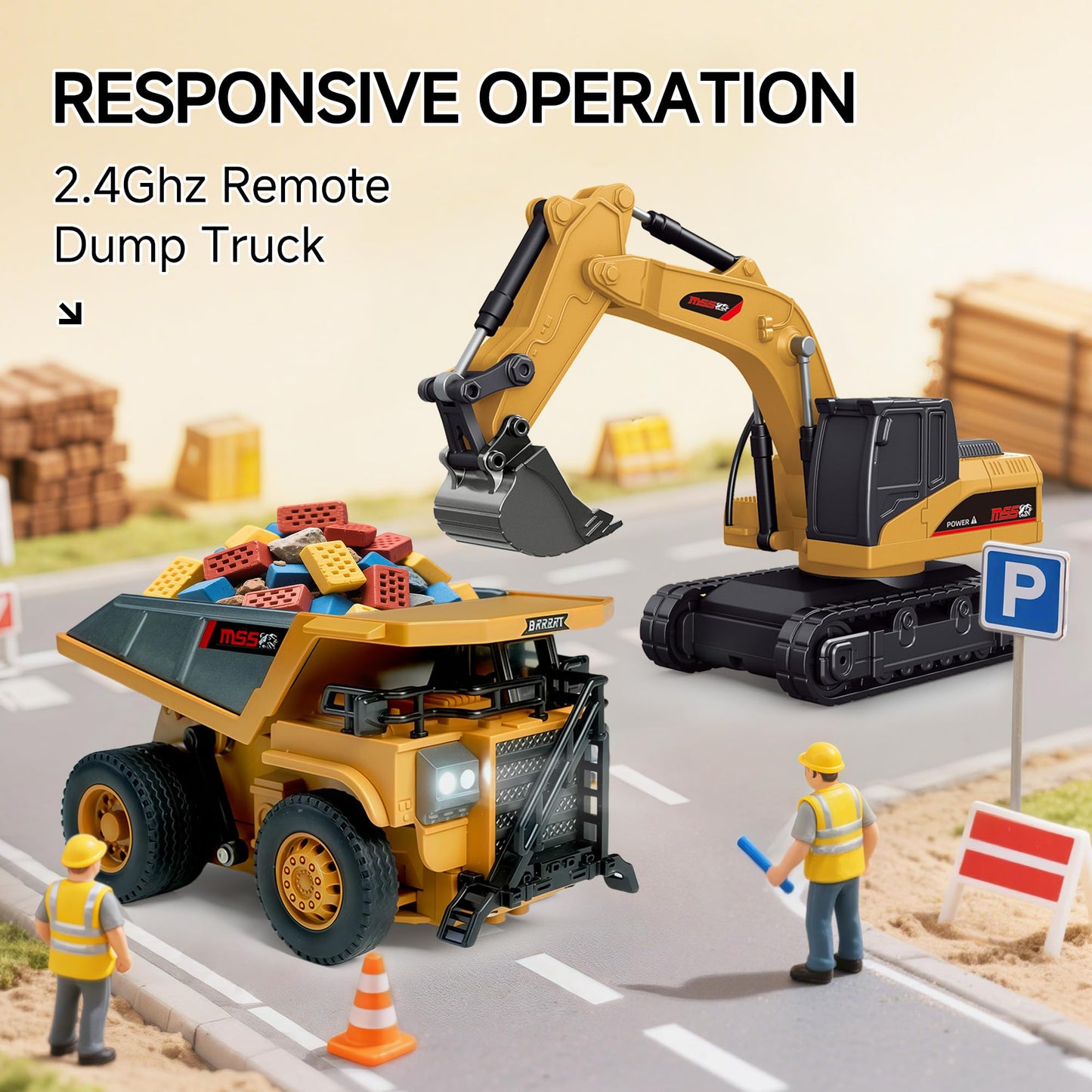 BRRRRT 1/64 RC Dump Truck — Palm-Sized, 8-Channel Remote, Lighted Metal Bed, Type-C Battery