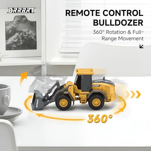 BRRRRT 1/64 RC Bulldozer Toy – Pocket-Sized, Full-Function RC Construction Vehicle with Type-C Charging (Ages 3+)