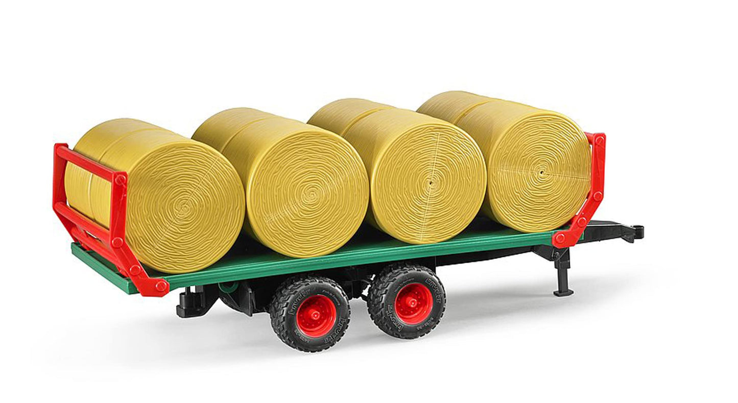 Bruder 02220 Bale Transport Trailer with 8 Round Bales — 1:16 Scale, Made in Germany