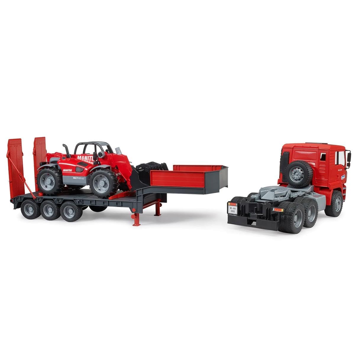 Bruder 02774 Man TGA Low Loader Truck with Manitou Loader – Realistic Construction Toy