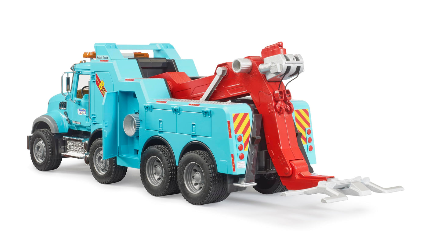 Bruder 02831 Mack Granite Heavy Rescue Wrecker Toy with Light & Sound Module