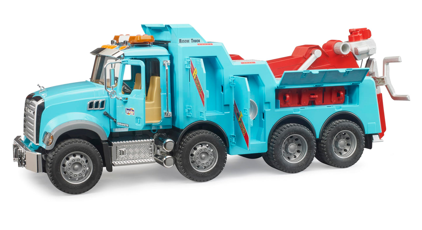 Bruder 02831 Mack Granite Heavy Rescue Wrecker Toy with Light & Sound Module