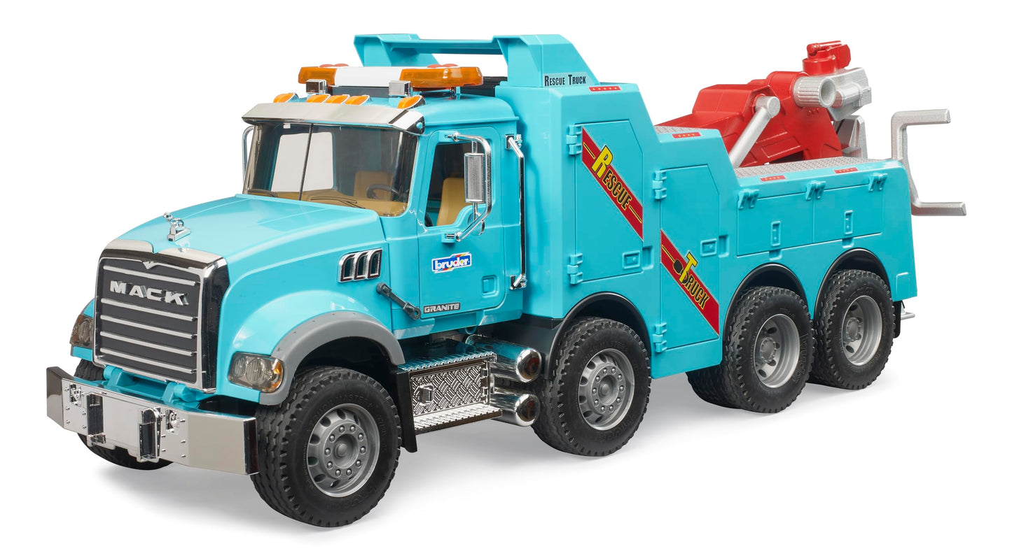 Bruder 02831 Mack Granite Heavy Rescue Wrecker Toy with Light & Sound Module