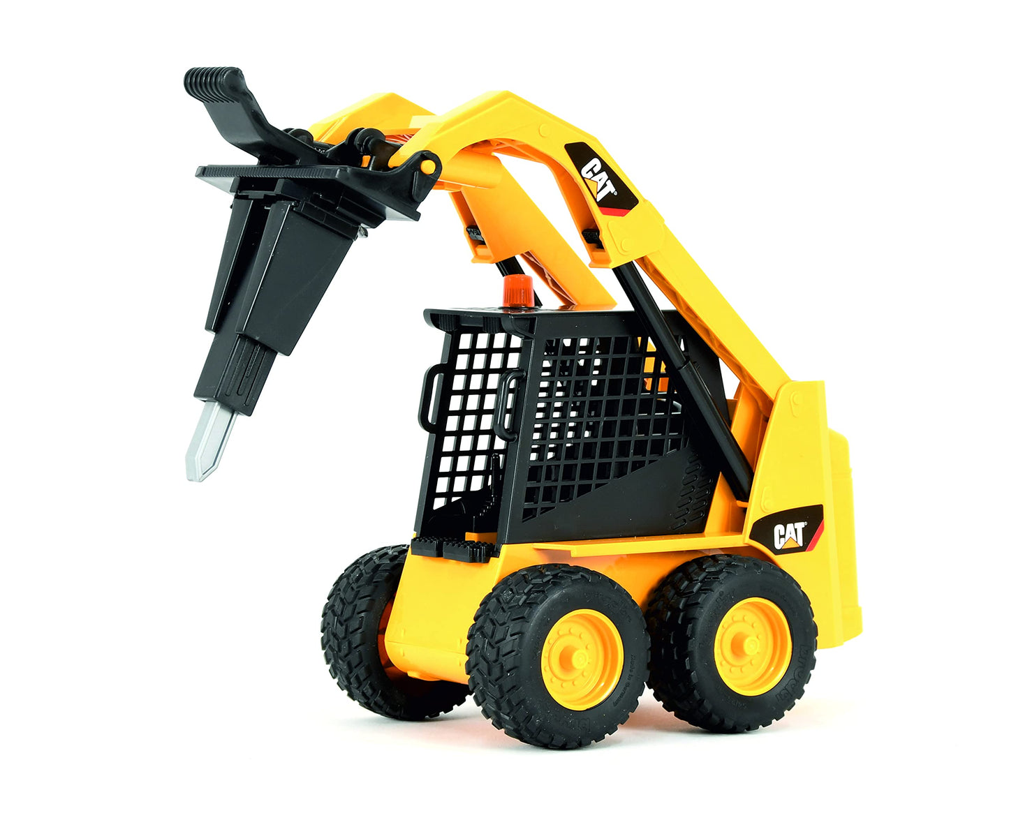 Bruder 09047 Caterpillar Skid Steer Loader with Accessories – Realistic Toy Construction Vehicle