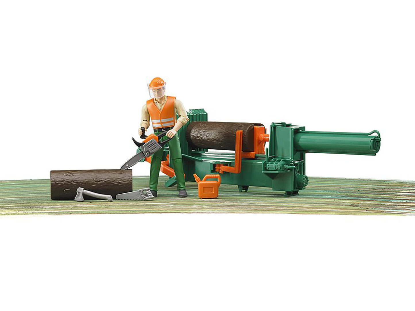 Bruder bworld Logging Set with Man — Realistic Forest Play with Moveable Figure and Accessories