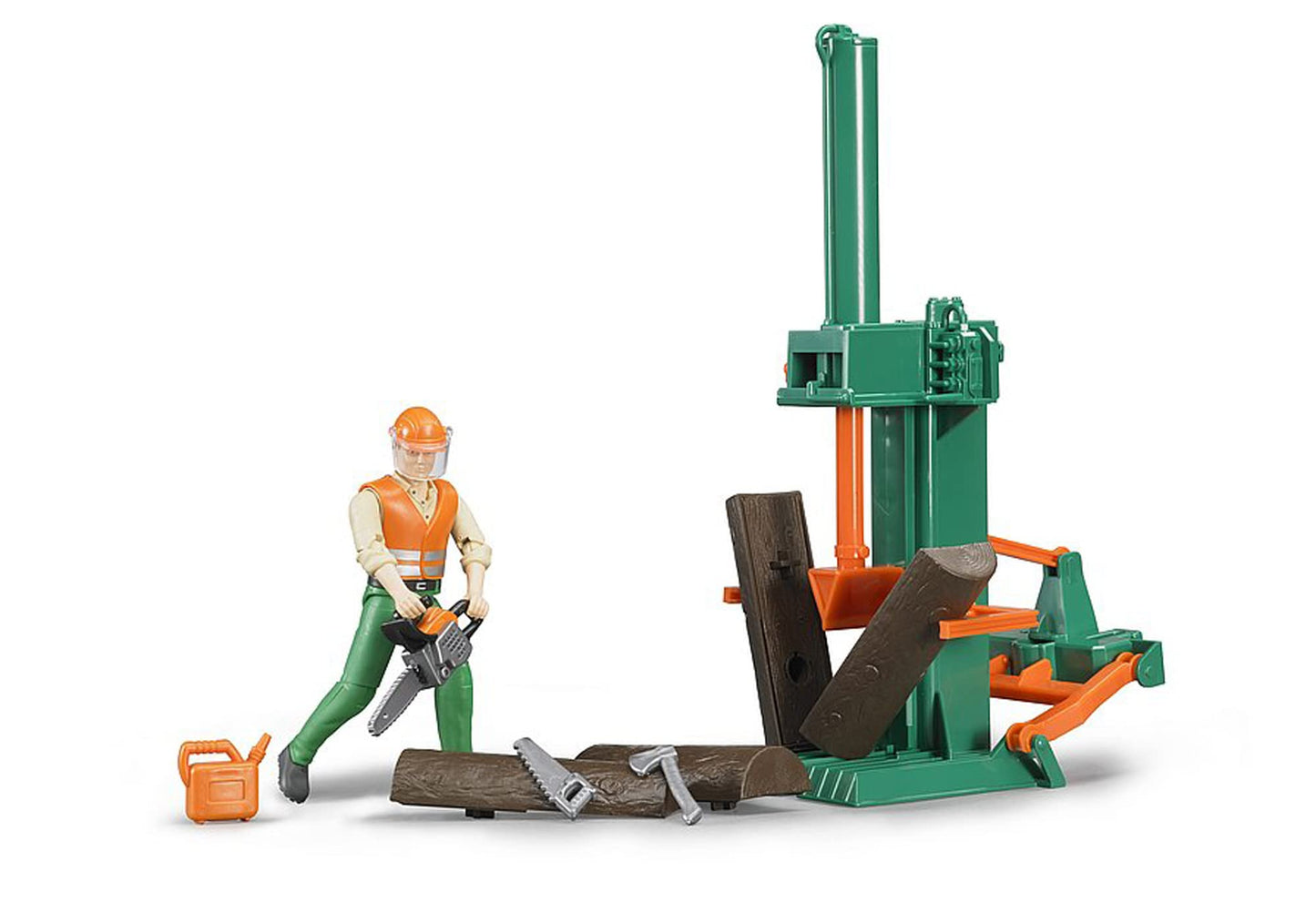 Bruder bworld Logging Set with Man — Realistic Forest Play with Moveable Figure and Accessories