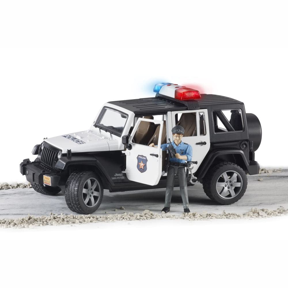 Bruder 02526 Jeep Rubicon Police Car with Light-Skin Policeman – bworld Police Vehicle