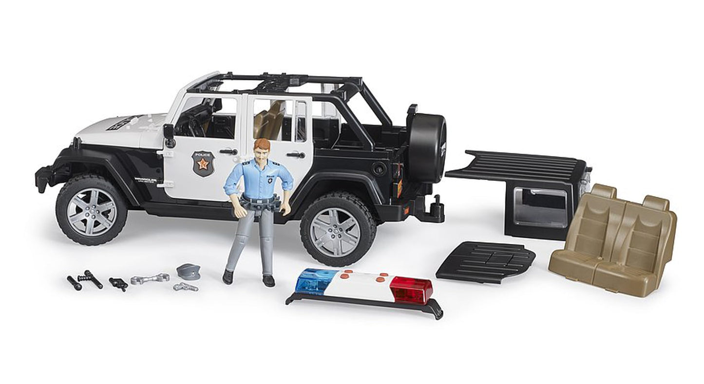 Bruder 02526 Jeep Rubicon Police Car with Light-Skin Policeman – bworld Police Vehicle