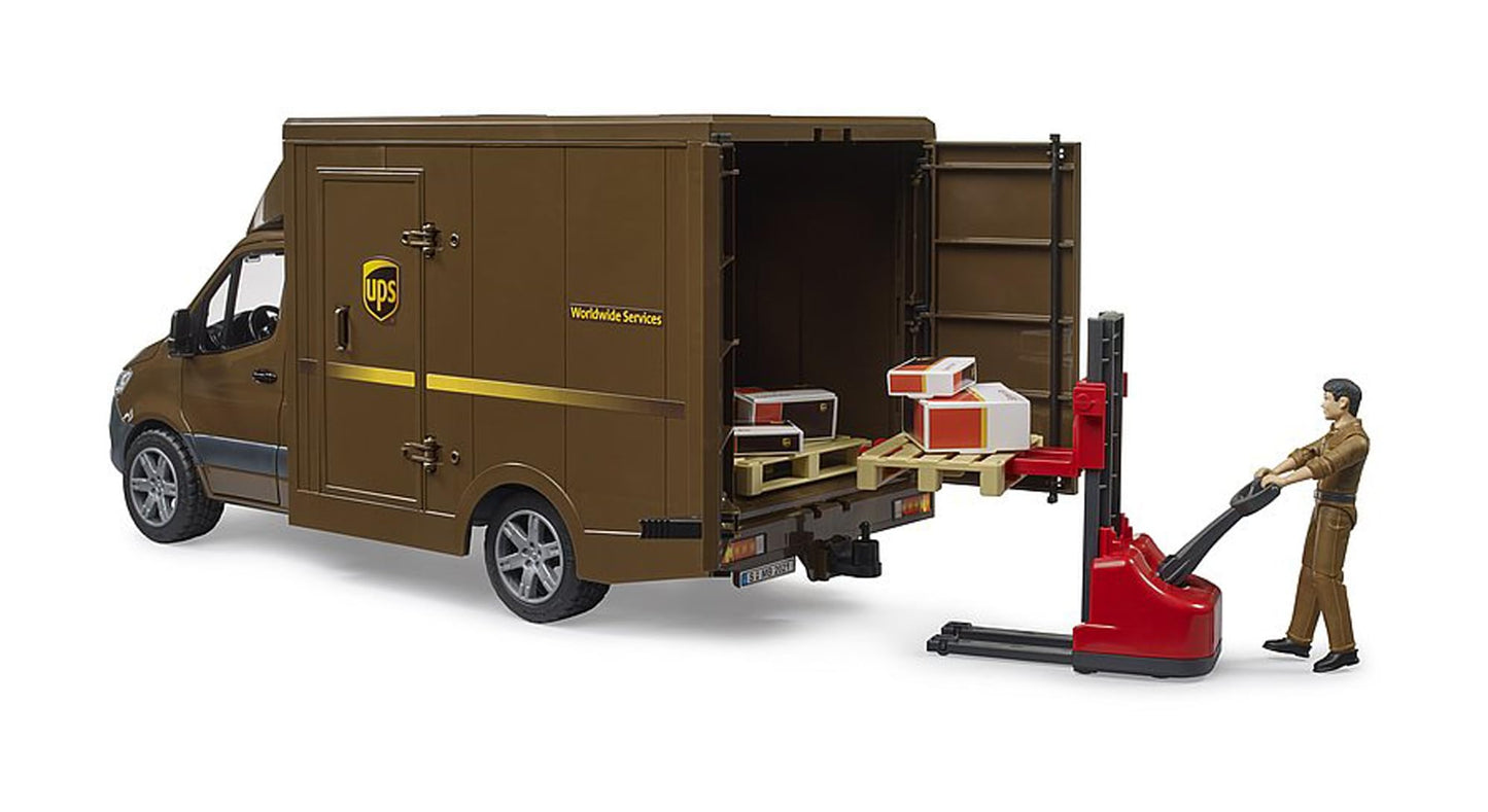 Bruder 02678 MB Sprinter UPS with Driver & Accessories – 1:16 Scale