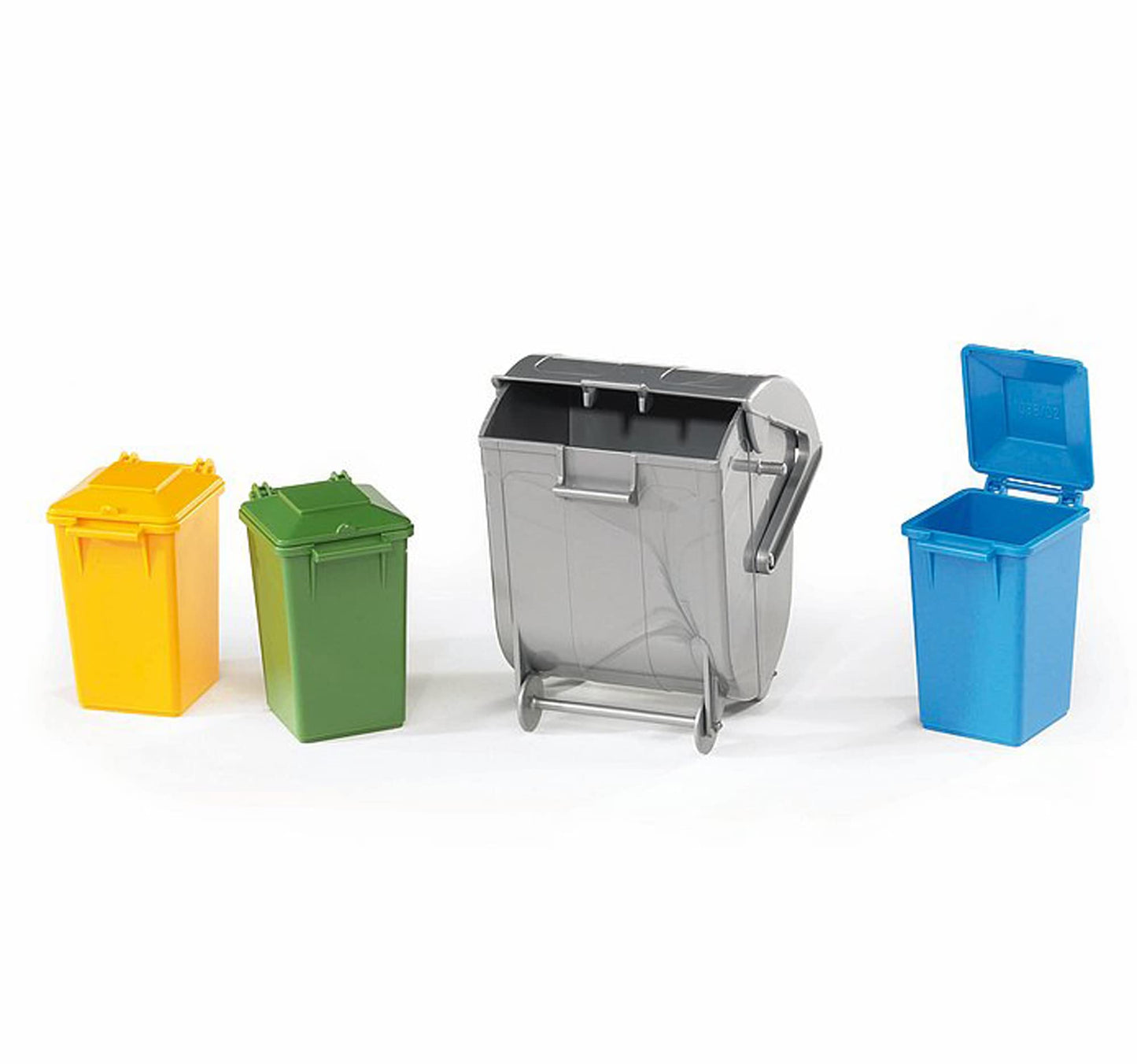 Bruder 02607 Accessories Garbage Can Set – 3 Small + 1 Large, 1:16 Scale