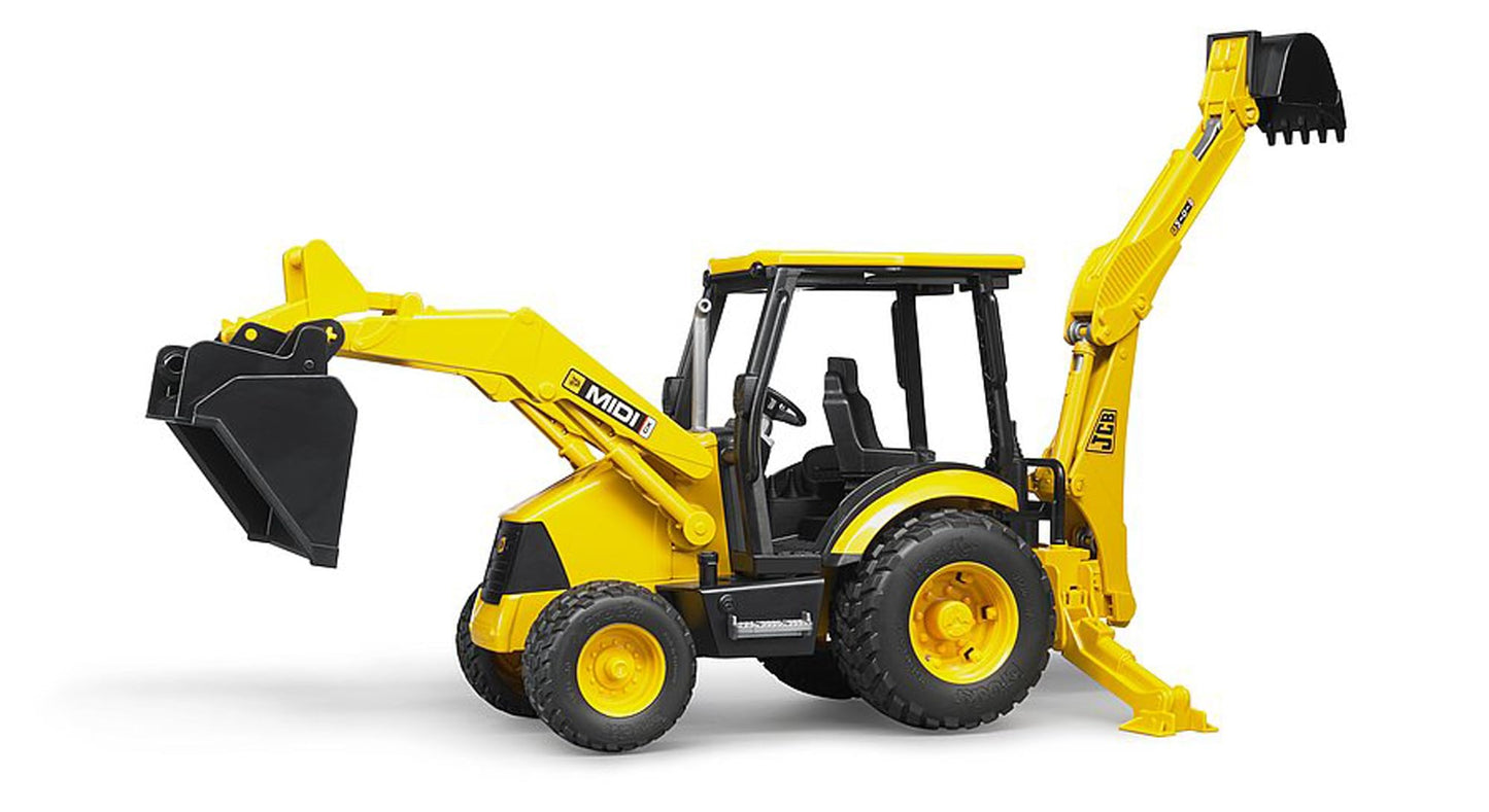 Bruder JCB MIDI CX Backhoe Loader with Changeable Front Loader & Scoop – Ages 3+