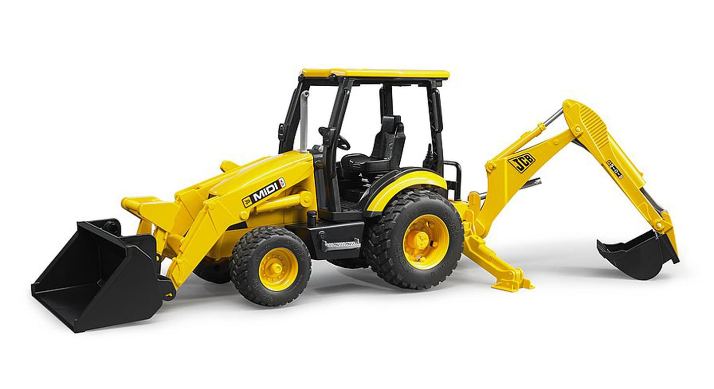 Bruder JCB MIDI CX Backhoe Loader with Changeable Front Loader & Scoop – Ages 3+