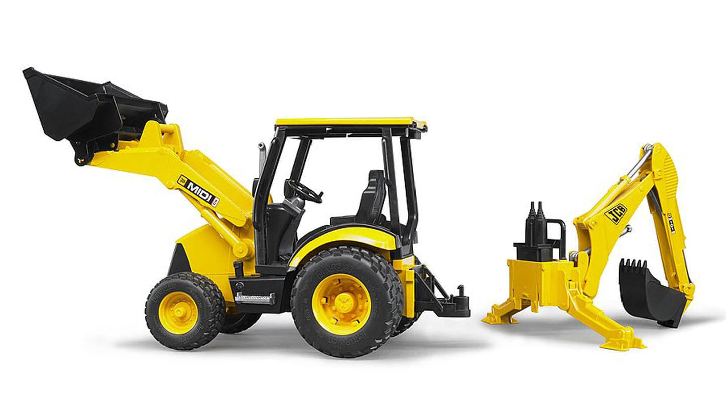 Bruder JCB MIDI CX Backhoe Loader with Changeable Front Loader & Scoop – Ages 3+