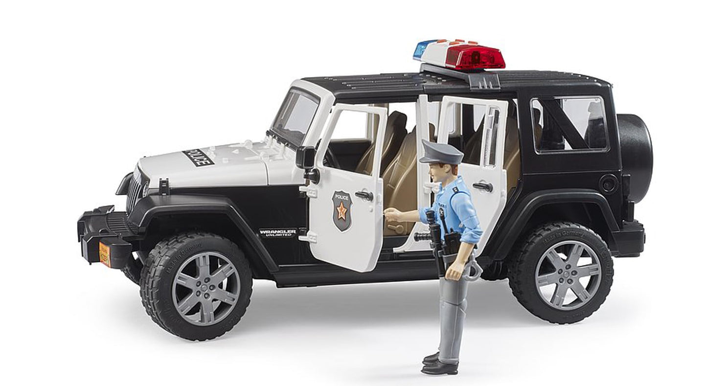 Bruder 02526 Jeep Rubicon Police Car with Light-Skin Policeman – bworld Police Vehicle