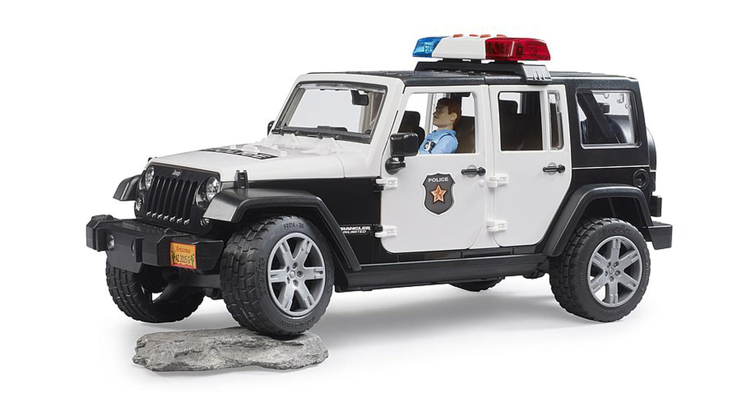 Bruder 02526 Jeep Rubicon Police Car with Light-Skin Policeman – bworld Police Vehicle