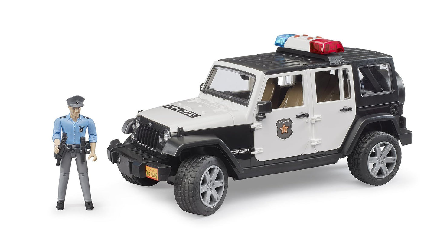 Bruder 02526 Jeep Rubicon Police Car with Light-Skin Policeman – bworld Police Vehicle