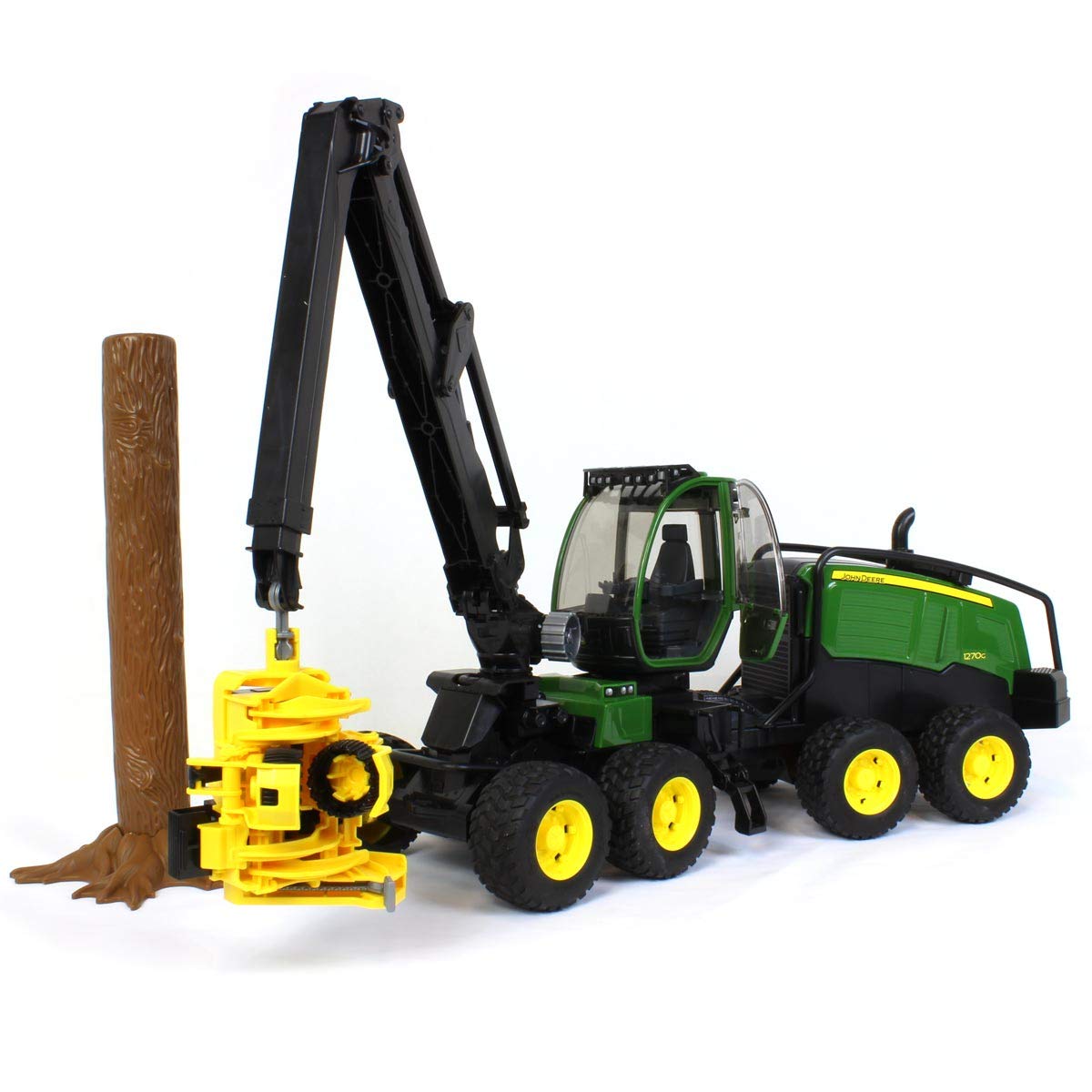 Bruder John Deere 1270G Harvester Toy – Rotating Cab, Tree Trunk, 1:16 Scale