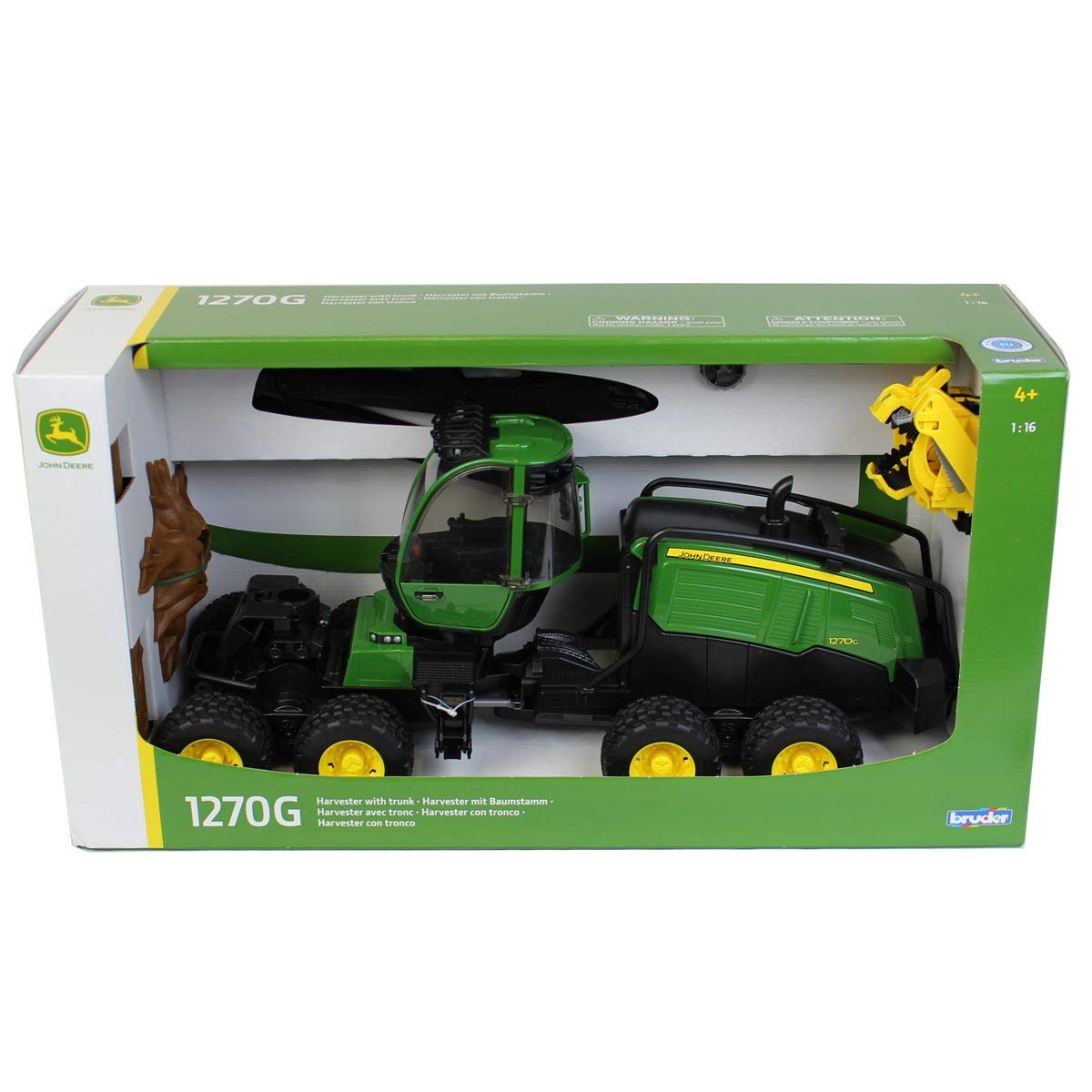 Bruder John Deere 1270G Harvester Toy – Rotating Cab, Tree Trunk, 1:16 Scale