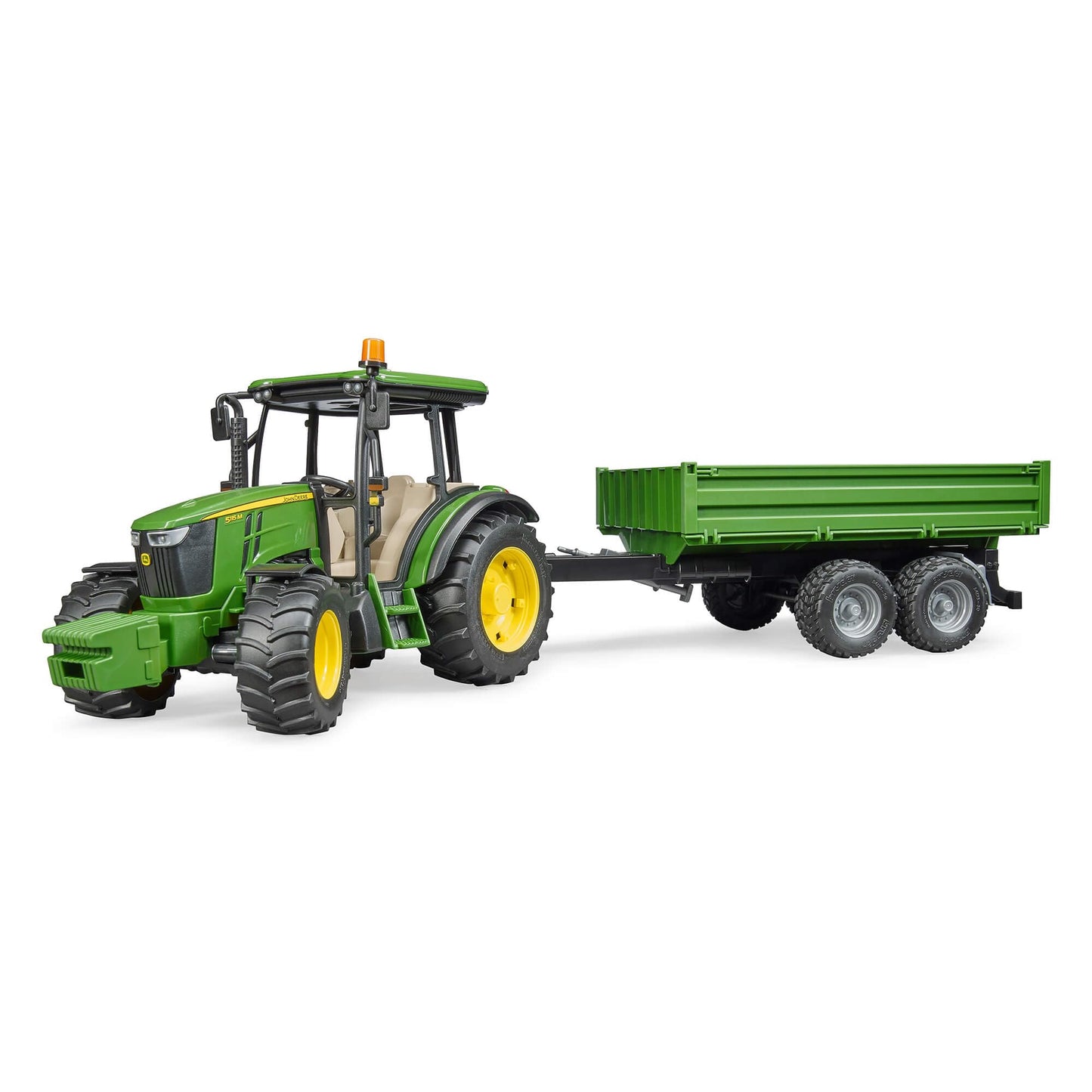 BRUDER John Deere 5115M with Trailer – 1:16 Scale, Realistic Steering & Tilt Bed