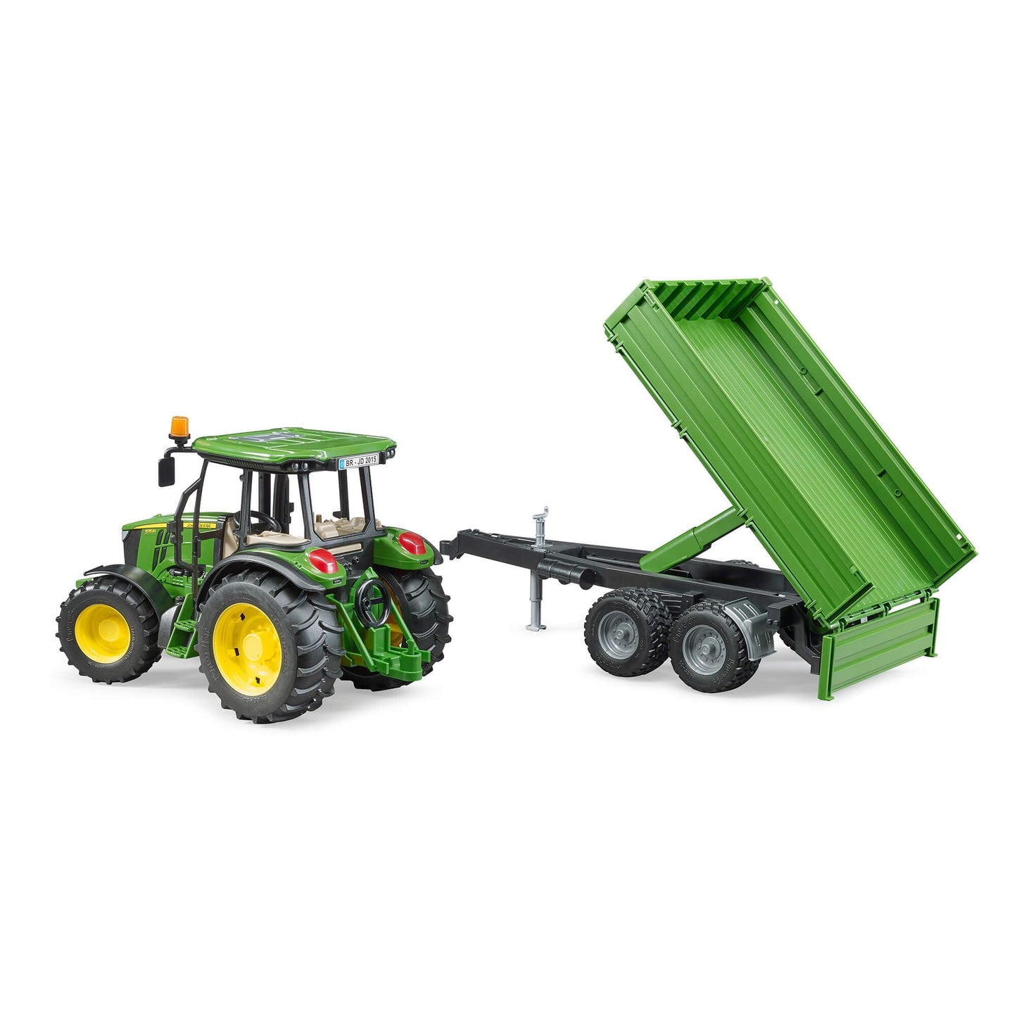 BRUDER John Deere 5115M with Trailer – 1:16 Scale, Realistic Steering & Tilt Bed