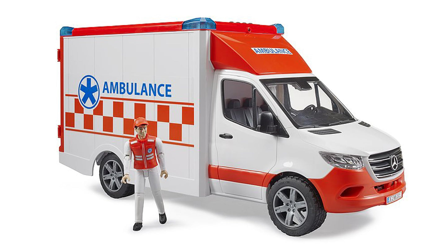 Bruder 02676 MB Sprinter Ambulance with Driver | Light & Sound Module