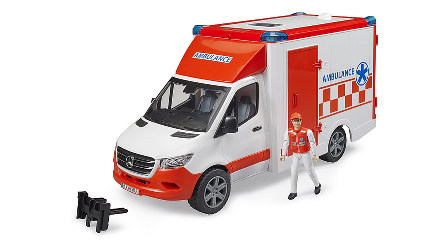 Bruder 02676 MB Sprinter Ambulance with Driver | Light & Sound Module