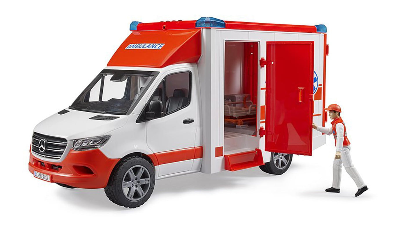 Bruder 02676 MB Sprinter Ambulance with Driver | Light & Sound Module