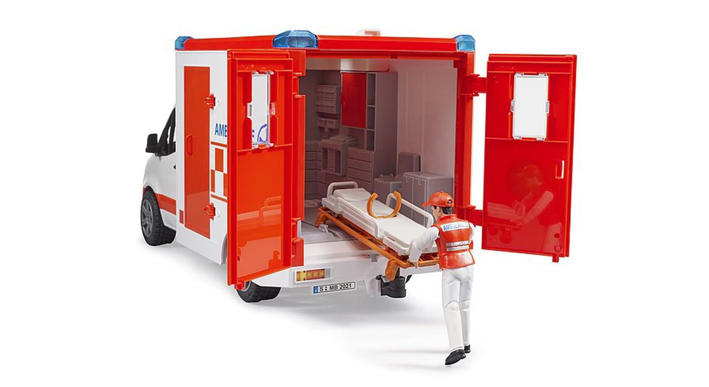 Bruder 02676 MB Sprinter Ambulance with Driver | Light & Sound Module