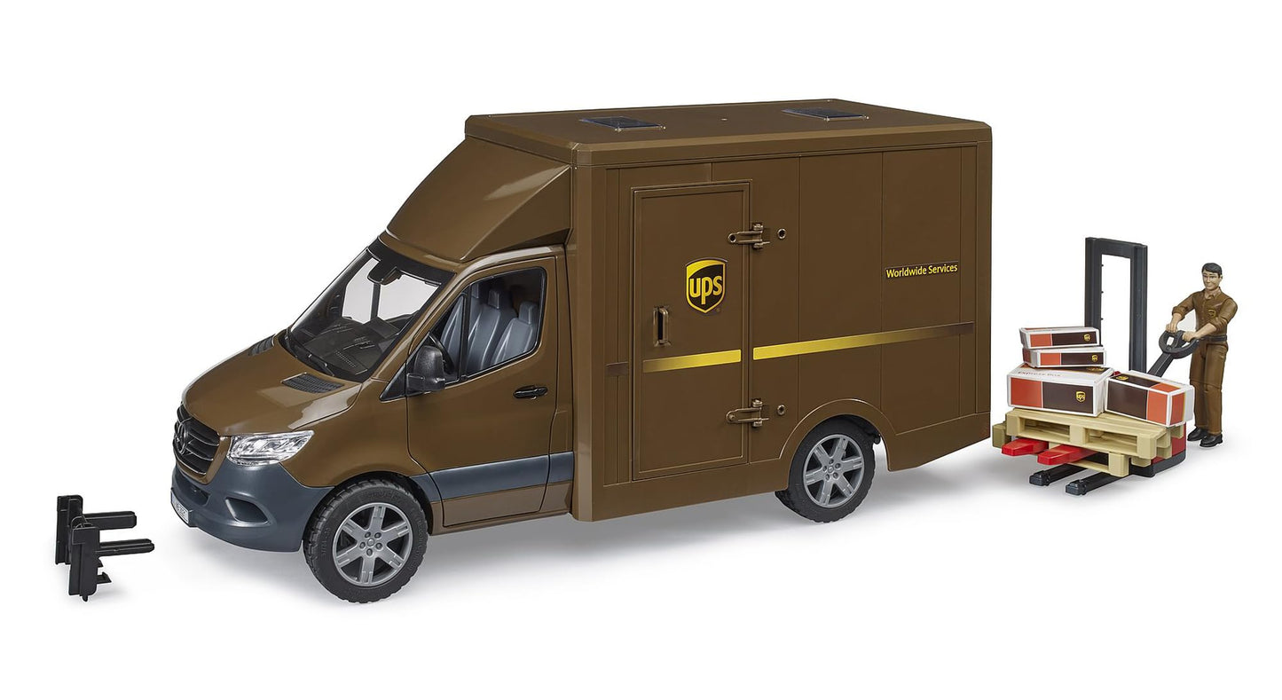 Bruder 02678 MB Sprinter UPS with Driver & Accessories – 1:16 Scale
