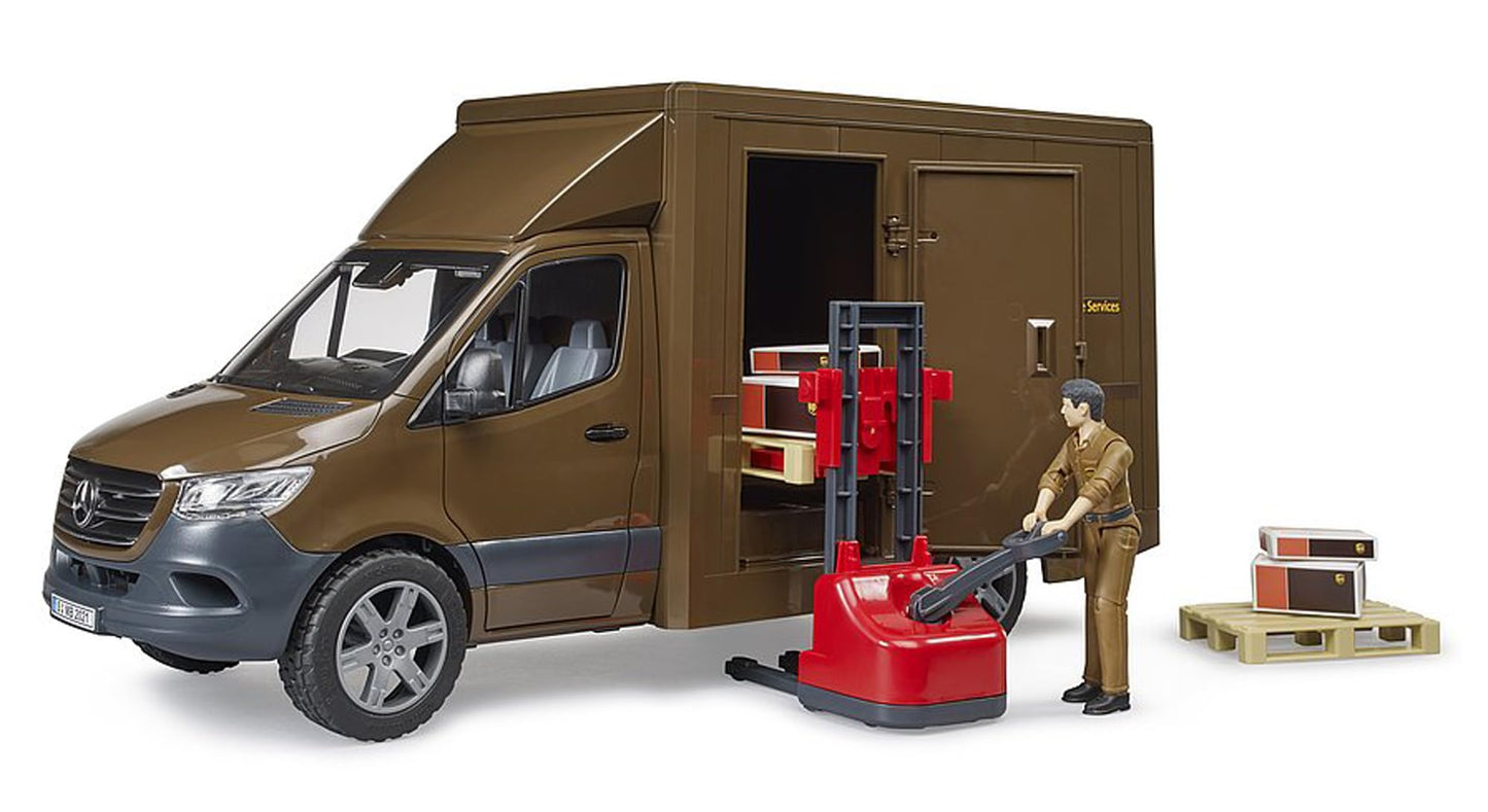 Bruder 02678 MB Sprinter UPS with Driver & Accessories – 1:16 Scale