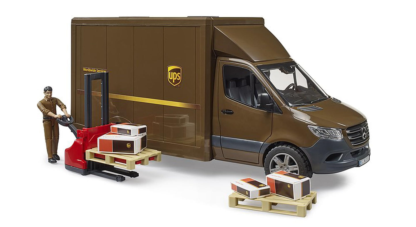 Bruder 02678 MB Sprinter UPS with Driver & Accessories – 1:16 Scale
