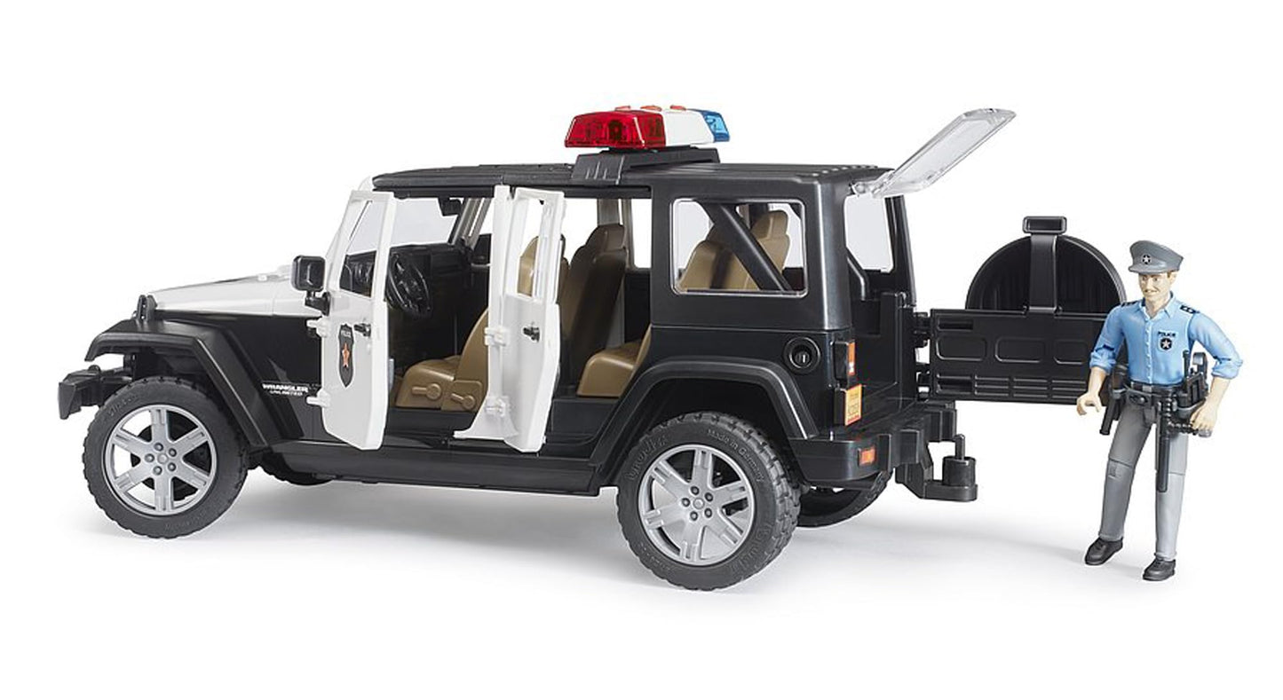 Bruder 02526 Jeep Rubicon Police Car with Light-Skin Policeman – bworld Police Vehicle