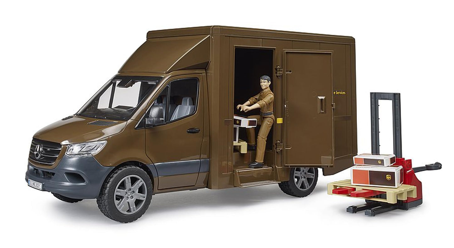 Bruder 02678 MB Sprinter UPS with Driver & Accessories – 1:16 Scale