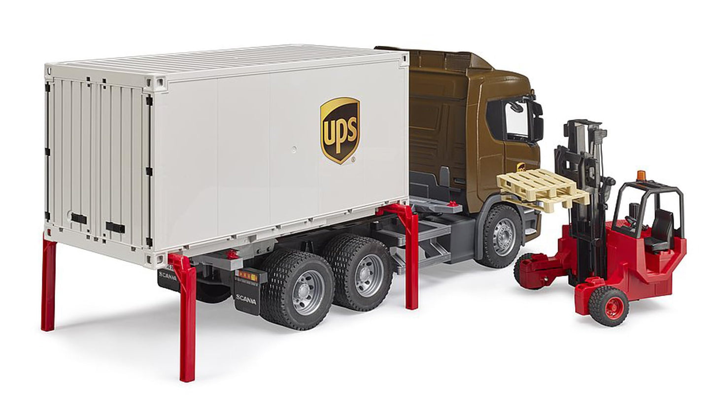 Bruder Scania Super 560R UPS Logistics Truck with Forklift — 1:16 Scale