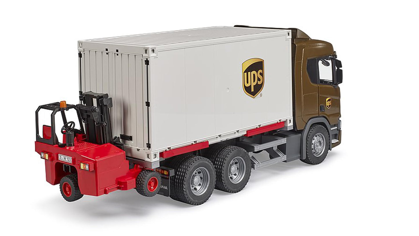 Bruder Scania Super 560R UPS Logistics Truck with Forklift — 1:16 Scale